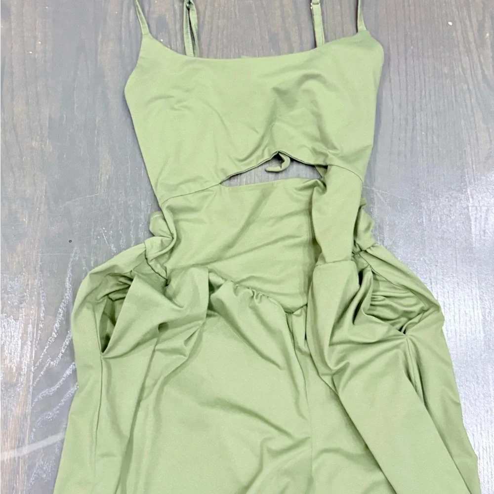 Cutout Strapless Jumpsuit in Light Green - Picture 7 of 8